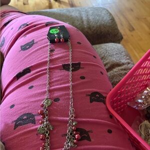 Charming Silver and Red Necklace Bracelet Set